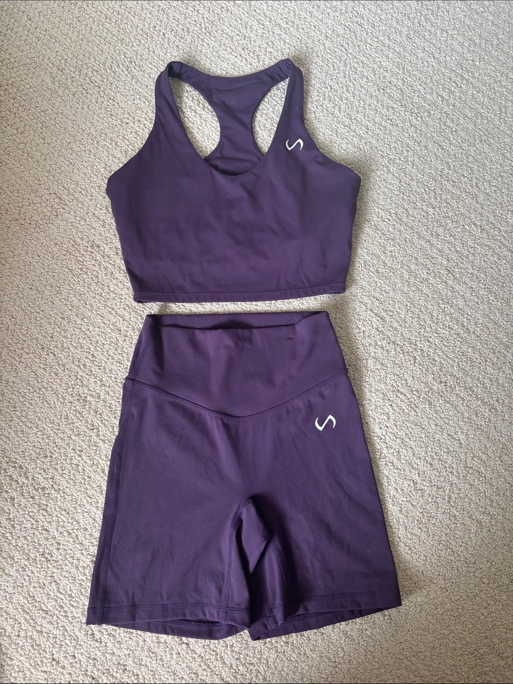 TLF Purple Seamless Sports Bra & High-Waist Bike Shorts Set